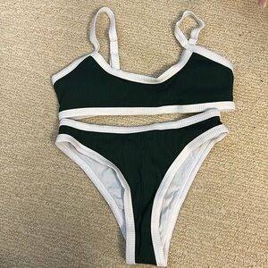 Hunter green and white bikini set. NWT. Small.
